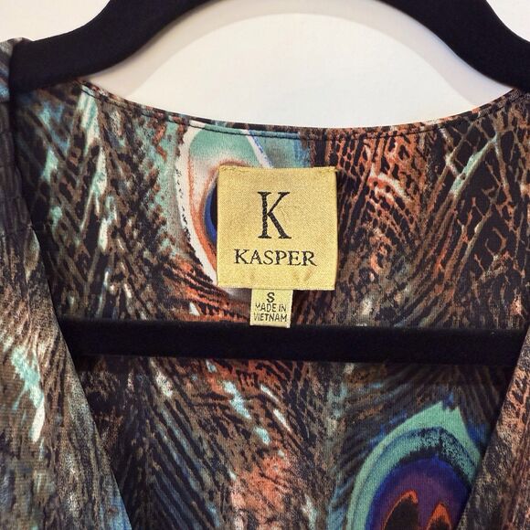 Kasper‎ Womens Sleeveless Maxi Dress Sz Small Peacock Tie Waist Stretch Wedding - Picture 13 of 16